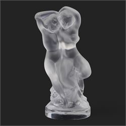 Lalique crystal figure 'Le Faune', signed Lalique France, H14cm 