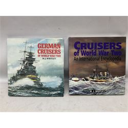 Thirty books of maritime and naval interest including David Hobbs: The British Pacific Fleet; Ian Marshall: Armoured Ships; M.J. Whitley: Cruisers of WW2, German Cruisers of WW2 and German Coastal Forces of WW2; books on warships, U-Boats, combat ships etc