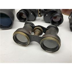 Pair of Asahi Pentax 10x50 binoculars, serial no 27945, together with a pair of Negretti & Zambra sports x8 binoculars, serial no 30393, Dollond & Co x5 binoculars, Rodenstock compact binoculars and two other pairs, most in carrying cases