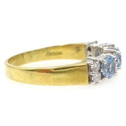  18ct gold aquamarine and diamond ring, hallmarked  