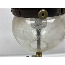 Mid century Tilley Table Model parffin lamp, with Tilley Durosil 182 glass globe shade, H53cm