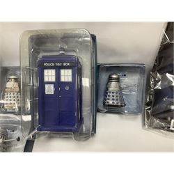 ‘Dr Who’ - Eaglemoss periodical Figurine Collection comprising twenty-seven figures of Tardis’ and Daleks, including Special Tardis 1 figure, two still with original magazine; all boxed, most with factory tie-downs 