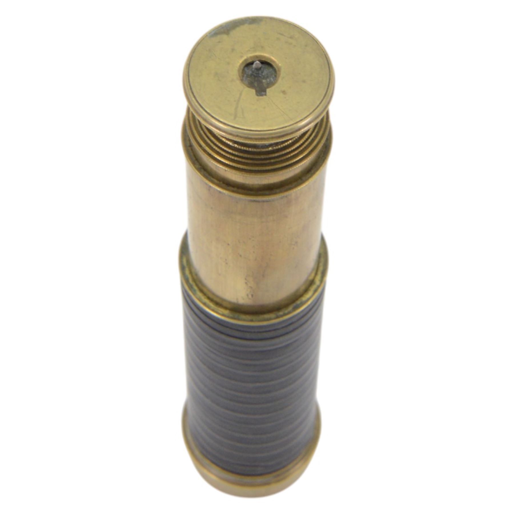 19th century six draw brass telescope, in leather case