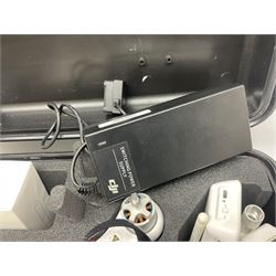 DJI Phantom 2 Vision Plus 3.0 drone, with controller, battery pack, blades, chargers and other accessories in fitted foam lined hard plastic case