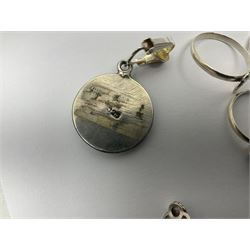 Silver and silver stone set jewellery including earrings and necklaces, collection of costume jewellery and other collectables