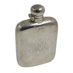  Silver Hip Flask engraved with R.G.R monogram by G & J W Hawksley, 1917   