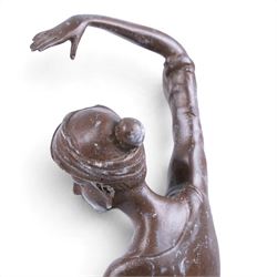Art Deco-style bronze of a dancing girl on marble plinth base, H46cm