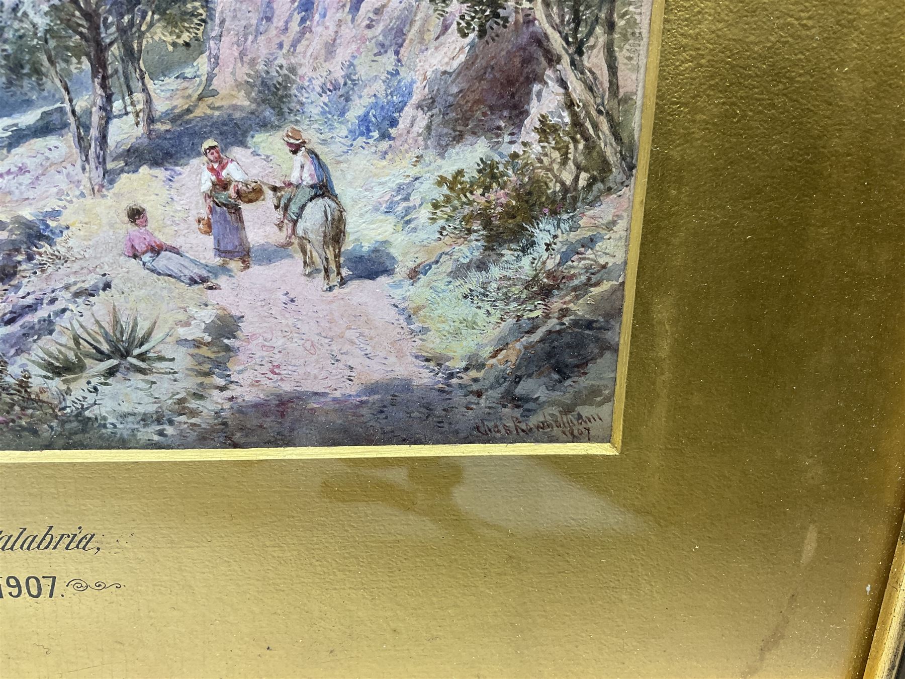 Charles Edmund Rowbotham (British 1856-1921): 'The Lakes of Monticolis - Calabria', watercolour signed, titled and dated 1907 on mount, 15cm x 17.5cm 