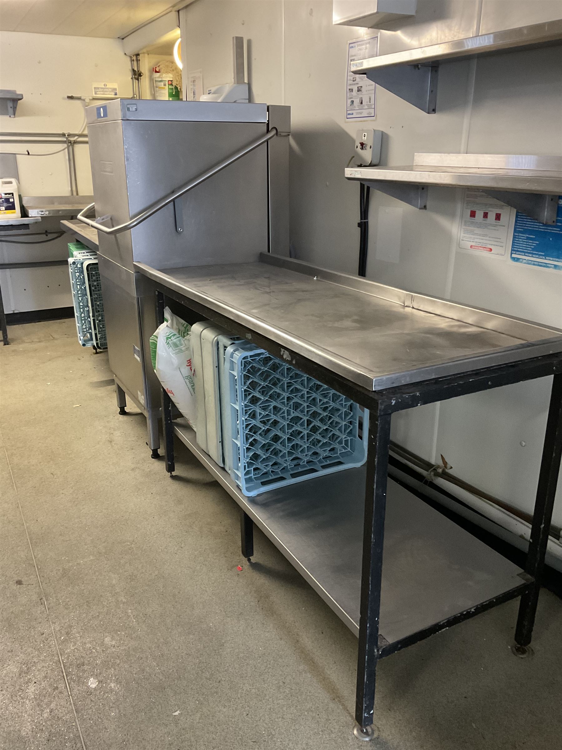 Hobart AMXS16 pass through dishwasher system, with two tables, and two