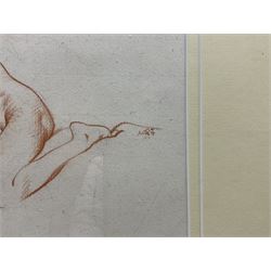 Sir William Russell Flint (Scottish 1880-1969): Nude Stretching, sanguine chalk signed with initials 19cm x 27cm 
Provenance: private collection; with James Alder Fine Art, Hexham