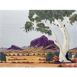 Kevin Wirri (Aboriginal Australian 1953-): Outback Landscape, watercolour signed 36cm x 48cm 