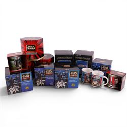Eighteen Star Wars mugs, including figural Applause examples, fifteen boxed