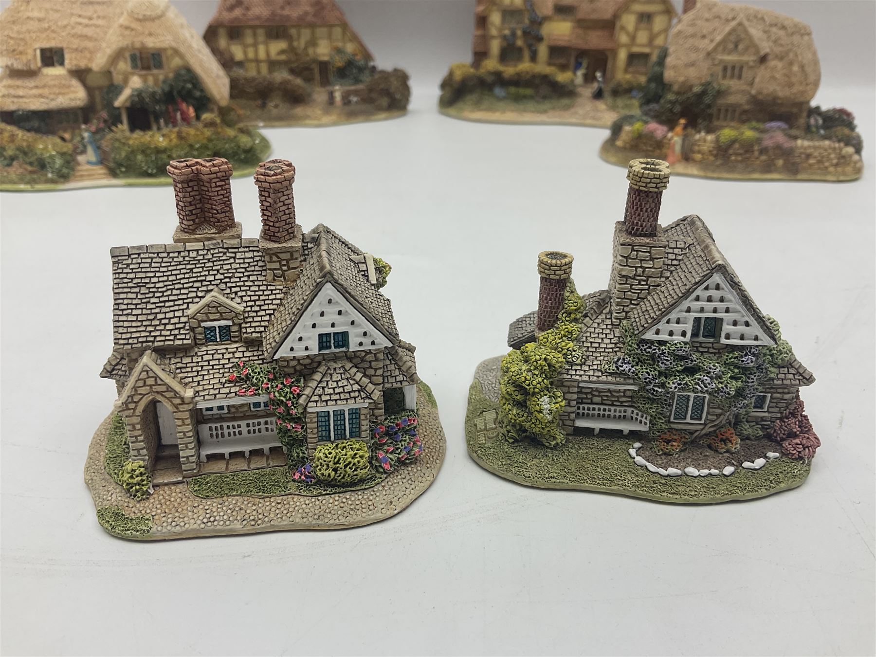 Twelve Lilliput Lanes, including the full Helen Allingham Collection, Chalfont St  Giles, Midhurst, Great Wishford and Witley and from the Blaise Hamlet Classics Collection, Circular Cottage, Dial Cottage, Double Cottage etc, all with original boxes 