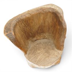 Early 20th century French elm dug-out chair, of monoxylous form 