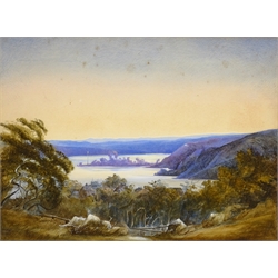  Pittwater from Bayview New South Wales, 19th century Australian School watercolour unsigned, indistinctly inscribed verso 27cm x 37cm  