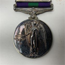 George VI General Service Medal with Palestine clasp awarded to 64155 Dvr. E. Hattersley R.A.S.C.; with ribbon
