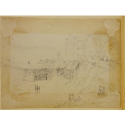  Sketchbook of 19th century watercolours by E Bannister including 'Scarborough' also a drawing sketch by different hand titled 'Bridlington Quay and Pier from North Cliff' 17.5cm x 23.5cm  
