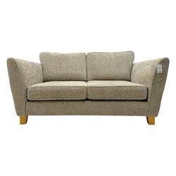 Oak Furnitureland Two seat contemporary sofa upholstered in beige fabric
