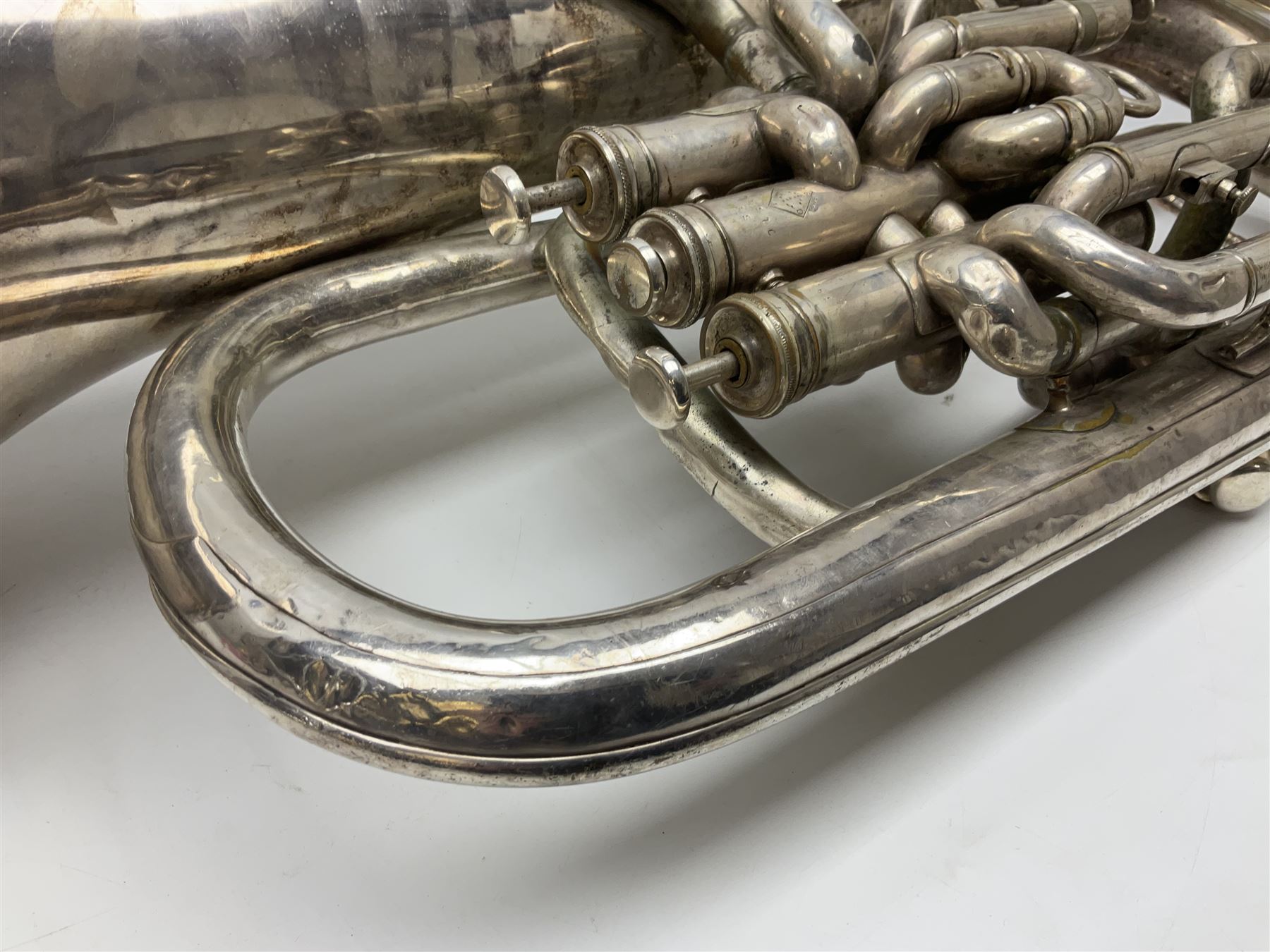 Boosey & Co Class A silver plated four-valve euphonium, serial no.117918 L62cm; in carrying case