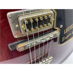 American Gretsch Super Chet semi-acoustic guitar, 1960s/70s, with 'pots' on scratch plate, serial no.5 2071, L111cm overall;  in original hard carrying case  