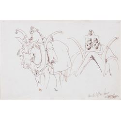 Swiss/French School (19th century): Donkey Heading to Market and Figural Studies, three ink sketches, one indistinctly signed and inscribed, max 17cm x 11cm (3)