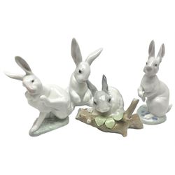 Four Lladro rabbit figures, comprising, 