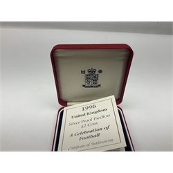 The Royal Mint United Kingdom 1996 'A Celebration of Football' silver proof piedfort two pound coin, cased with certificate