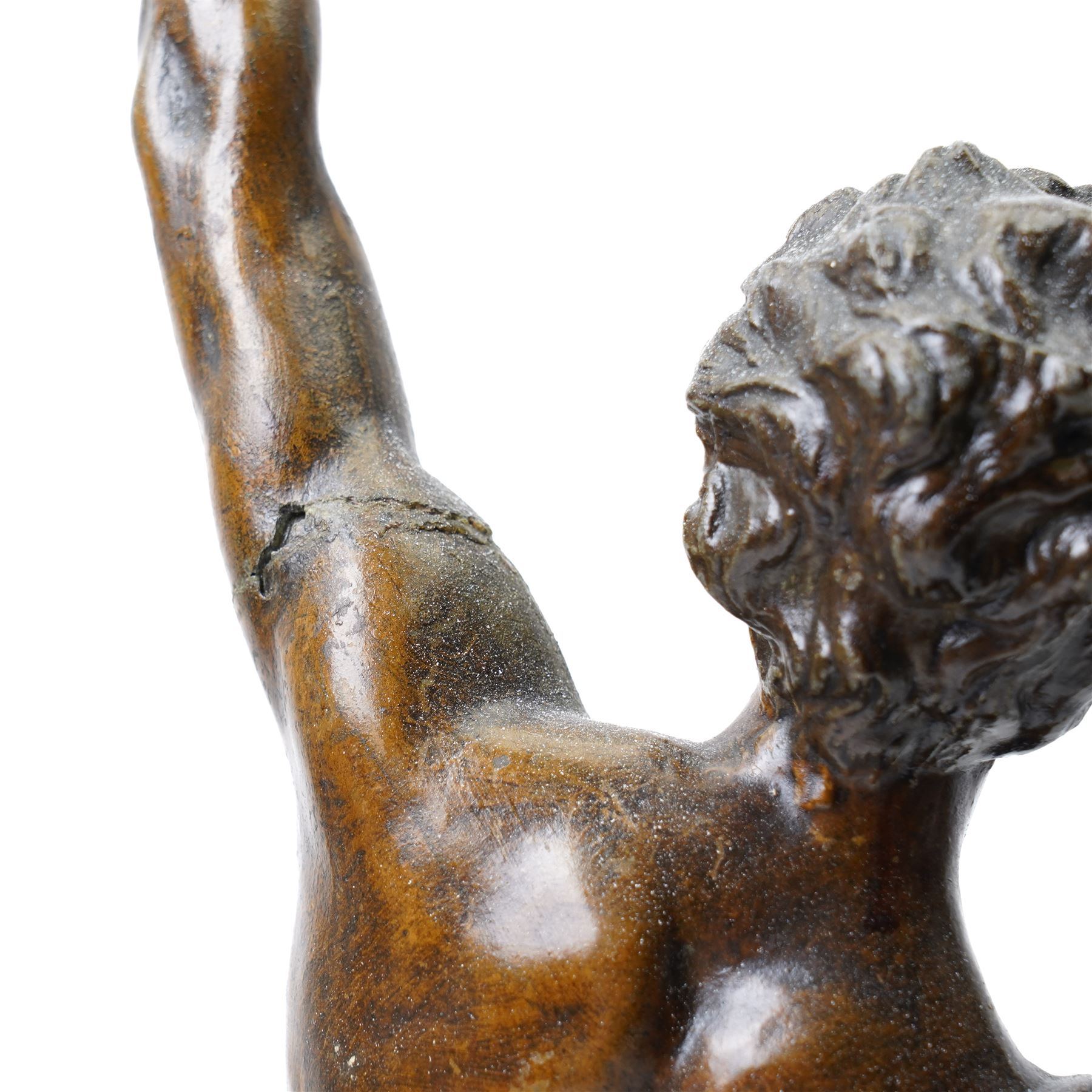 Pair of 19th century spelter male and female figures representing agriculture and fiscing on wooden bases H68cm