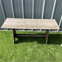 Teak garden table stretcher base - THIS LOT IS TO BE COLLECTED BY APPOINTMENT FROM DUGGLEBY STORAGE, GREAT HILL, EASTFIELD, SCARBOROUGH, YO11 3TX