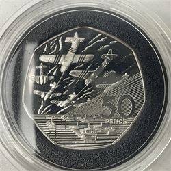 Queen Elizabeth II United Kingdom 1994 silver proof fifty pence coin, housed in a capsule, no certificate