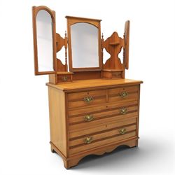 Edwardian satinwood dressing chest, rectangular moulded top over two short and two long dr...