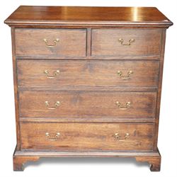 Georgian design oak chest, rectangular moulded top above two short and three long drawers ...