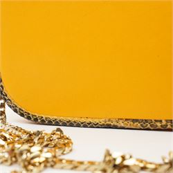 Jimmy Choo - ‘Shadow’ Mini Bag, introduced circa 2016, in mustard yellow leather with python trim and gold-tone chain shoulder or crossbody strap and hardware, unused with original dust bag