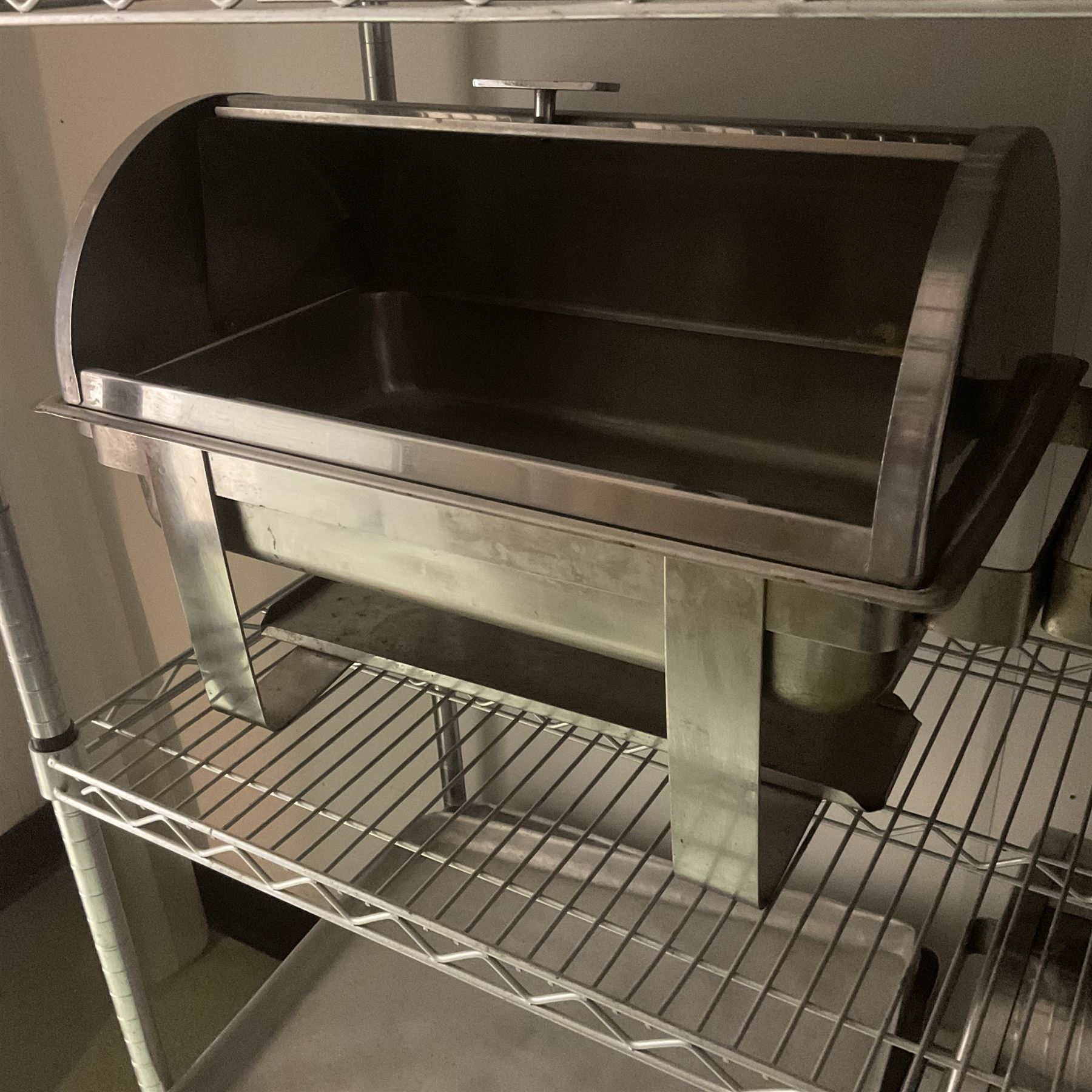 Four dome top food warmers, mixing bowls, aluminium trays, toaster, paper cups, juice stands, chafing fuel etc- LOT SUBJECT TO VAT ON THE HAMMER PRICE - To be collected by appointment from The Ambassador Hotel, 36-38 Esplanade, Scarborough YO11 2AY. ALL GOODS MUST BE REMOVED BY WEDNESDAY 15TH JUNE.