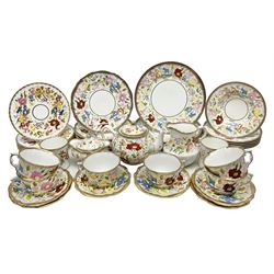 Hammersley Queen Anne pattern, part tea and dinnerwares, to include six dinner plates, five side plates, six soup bowls, teapot, covered sucrier, six teacups and saucers, etc together with six matched dessert plates (40)