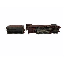 Hornby '0' gauge - three-rail electric No.3 LMS 4-4-2 locomotive 'Royal Scot' No.6100 with tender for spares or repair; two LMS First Class coaches; and bag of wheels which may or may not relate.