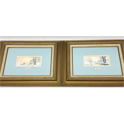 Digby Page (British 1945-): Winter Countryside Landscapes, pair watercolours signed 9cm x 20cm (2)