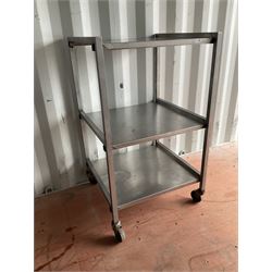 Stainless steel three tier preparation trolley - THIS LOT IS TO BE COLLECTED BY APPOINTMENT FROM DUGGLEBY STORAGE, GREAT HILL, EASTFIELD, SCARBOROUGH, YO11 3TX