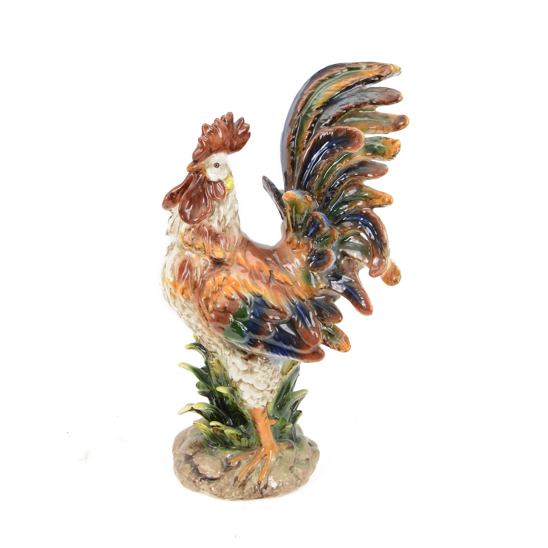Italian ceramic figure modelled as cockerel, H60cm