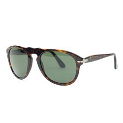 Persol tortoiseshell acetate sunglasses, handmade in Italy, with dark green lenses, signat...