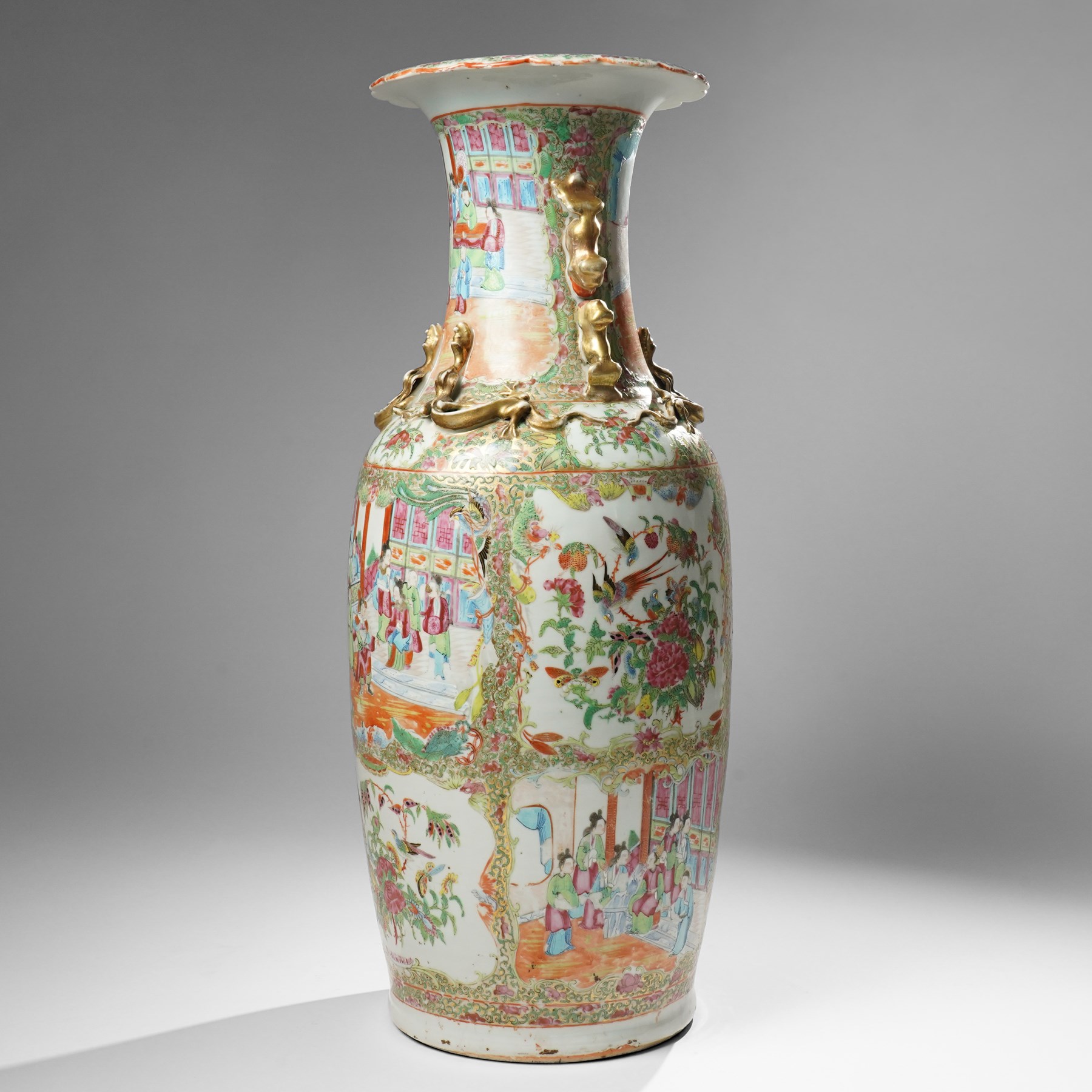 Chinese Cantonese 19th century famille rose medallion vase, H62cm 