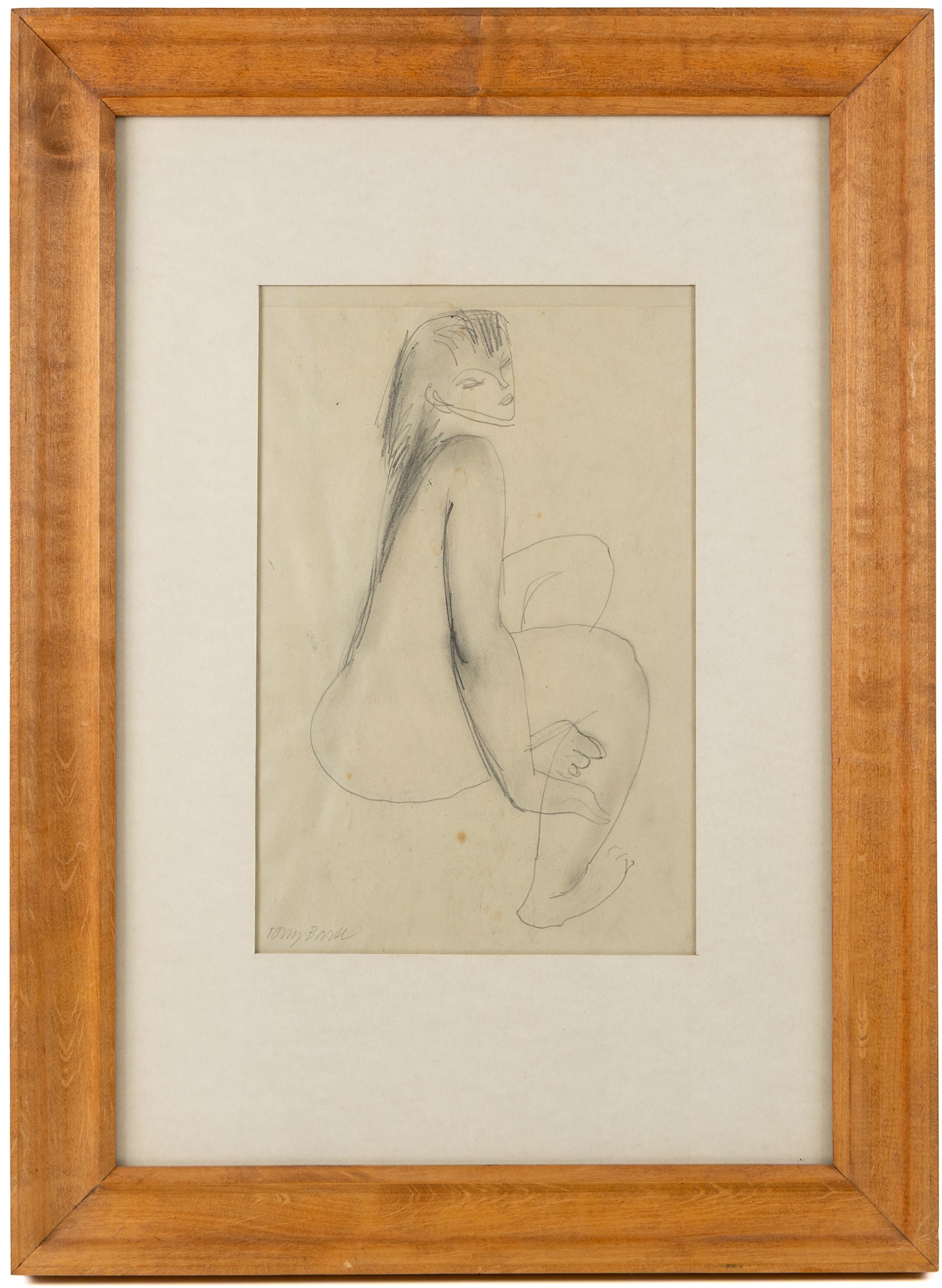 Tony Bartl (Czech 1912-1998): Portrait of an Elderly Woman and Female Nude, two pencil drawings signed max 34cm x 22cm (2)