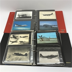 Two albums of postcards and ephemera relating to American aircraft and aviation; and a similar larger album for German aircraft and aviation. From the collection of the late Leslie Benson (3)
