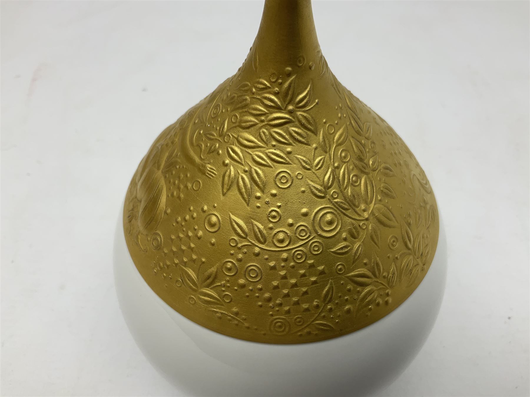 Rosenthal lidded bowl decorated in the Magic Flute pattern, designed by Bjorn Wiinblad, with gilt factory marks and signature to base, H20cm