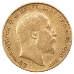 King Edward VII 1908 gold half sovereign coin