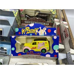 Large collection of Lledo/ Days Gone die-cast models including Antiques Roadshow, Coronation Street, The Darling Birds of May, The Rupert Collection, Heartbeat and others, all boxed (70