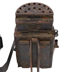 Inspection lamps and similar, including hanging brass engine inspection light, railway signal lollipop lamp, railway lantern, Sentinel paraffin heater, Ceag inspection lamp and a Crescent lamp