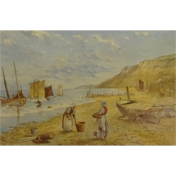  Kate E Booth (British fl.1850-1898): 'Fishing Boats near Hastings', watercolour signed and titled 31.5cm x 47cm  