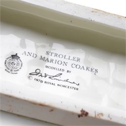 Royal Worcester limited edition group 'Stroller and Marion Coakes' by Doris Lindner on wooden plinth 