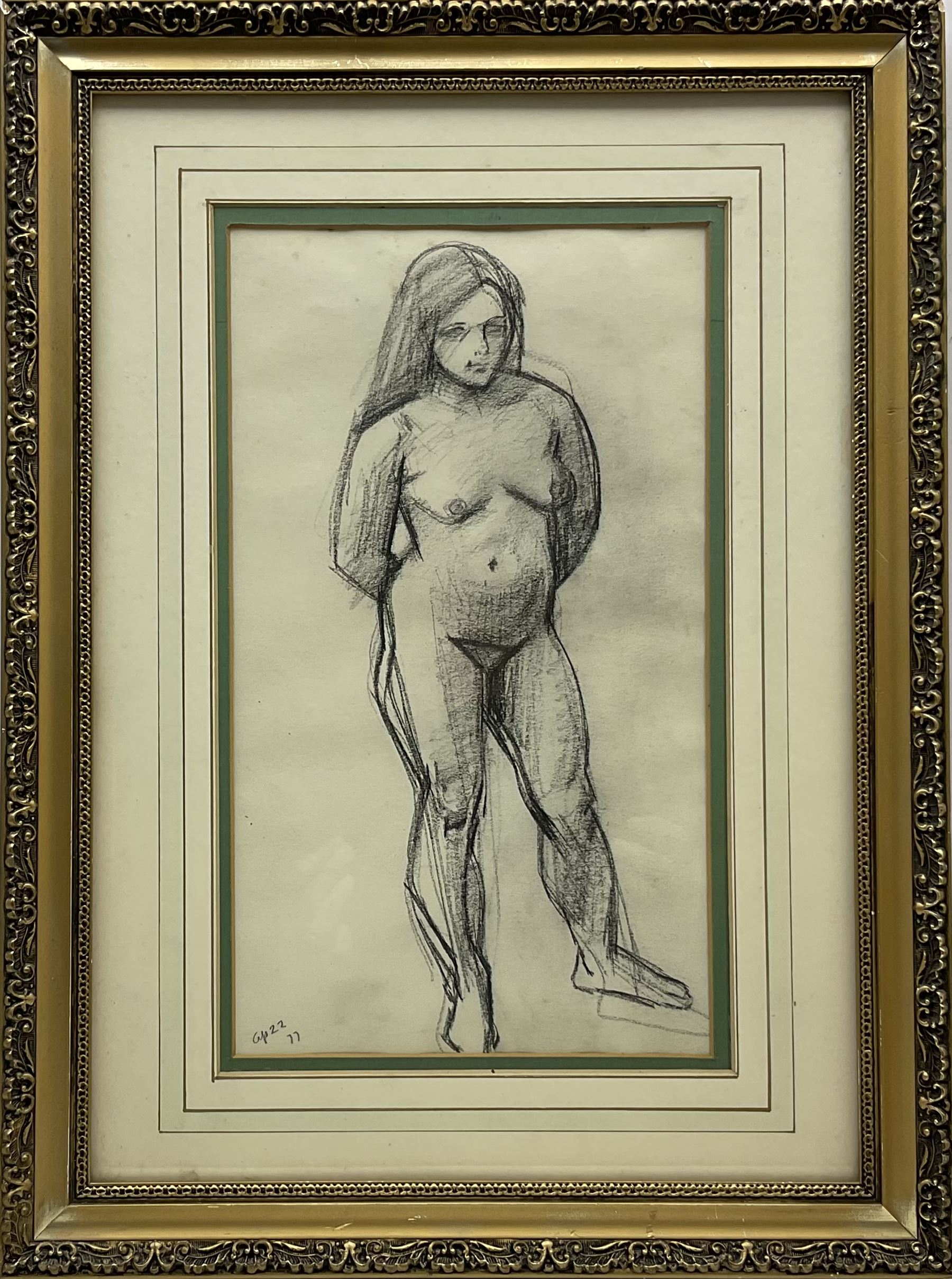 Anne Isabella Brooke (British 1916-2002): Female Nude Life Study, pencil dated April 22nd '77, 35cm x 20cm
Notes: painter and teacher born at South Crosland, Yorkshire principally known for her landscape oils. She attended Chelsea School of Art 1937-39, Huddersfield School of Art 1939-41 and London University. Lived in Harrogate